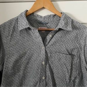 Plus size XXL half button, collared long-sleeve shirt